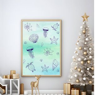 Blåhavssköldpaddans art poster