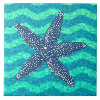 Blåhavssnäckans Nautical Starfish Design Kakelplatta