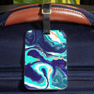 Blåhavssnäckor (Swirls Marble Fluid Art Bagagebricka