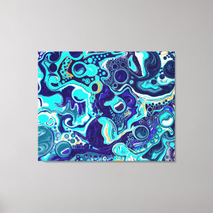 Blåhavssnäckor (Swirls Marble Fluid Art Canvastryck