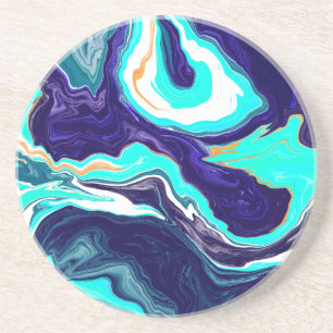 Blåhavssnäckor (Swirls Marble Fluid Art Underlägg
