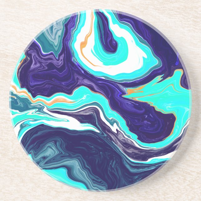 Blåhavssnäckor (Swirls Marble Fluid Art Underlägg (Framsidan)