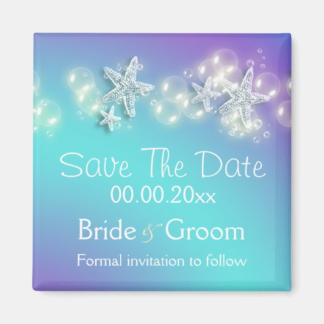 Blåhavsstjärnor i lila magnet (Framsidan)