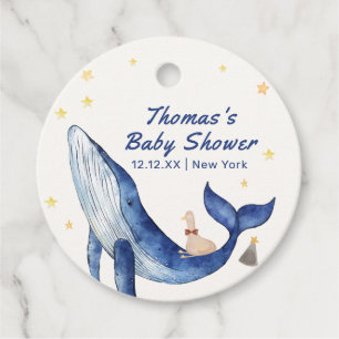 Blåhavstaktisk Anka Stars Whale Baby Shower Gåvor Etiketter