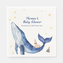 Blåhavstaktisk Anka Stars Whale Baby Shower Pappersservett