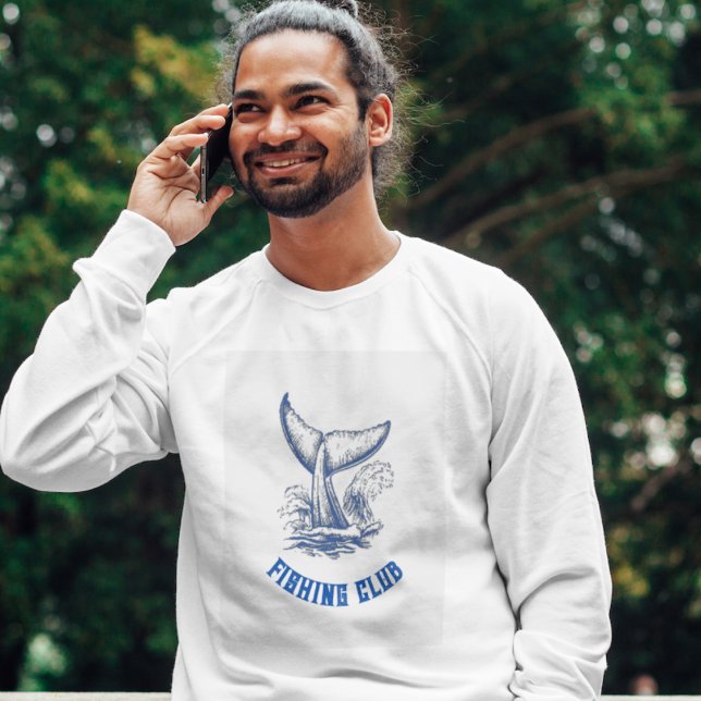 Blåhavsvalsfiske Klubb T-Shirt i Hand plockade (Skapare uppladdad)