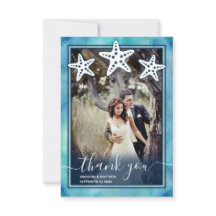 Blåhavsvattenfärg Bröllop - tackkort