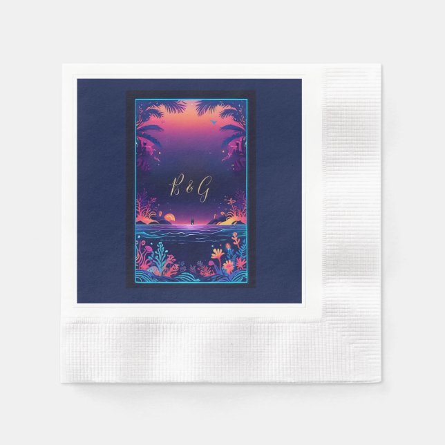 Blåhavsvika bröllop pappersservett (Framsidan)