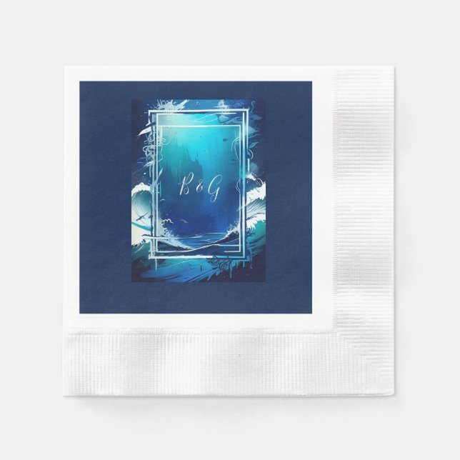 Blåhavsvika bröllop pappersservett (Framsidan)