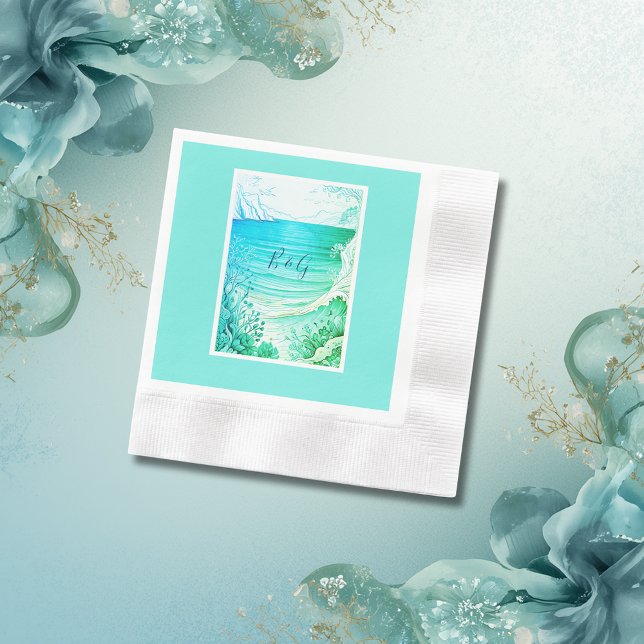 Blåhavsvika bröllop pappersservett (Skapare uppladdad)