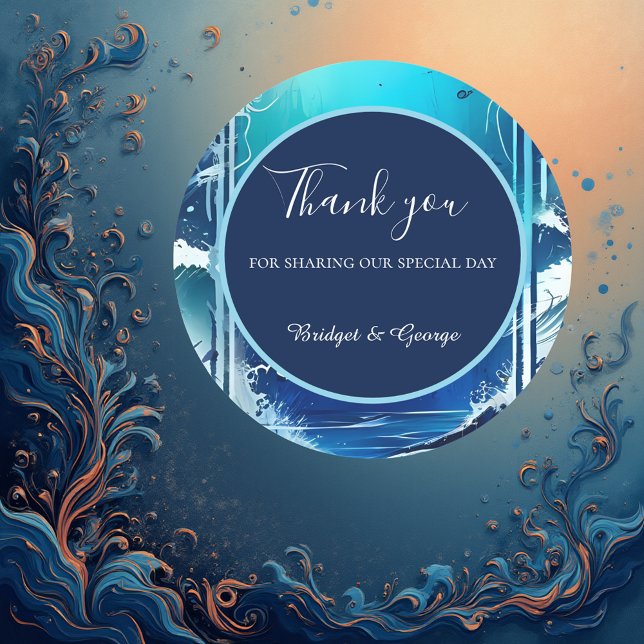 Blåhavsvika bröllop runt klistermärke (Skapare uppladdad)