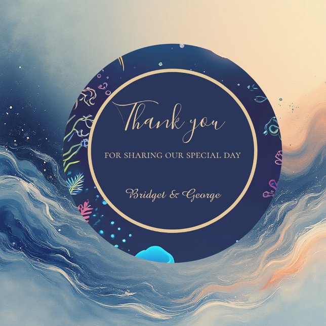 Blåhavsvika bröllop runt klistermärke (Skapare uppladdad)