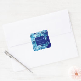Blåhavsytan Vatten Bröllop Square Stickers Fyrkantigt Klistermärke