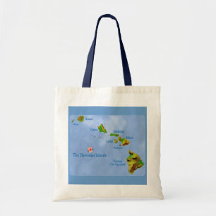 Blåhawaiian karta tote bag tygkasse