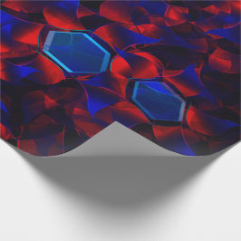 Blåhexagon blandad med överlappande rött kurvor presentpapper