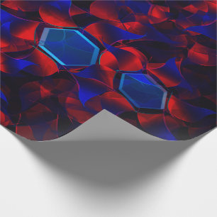 Blåhexagon blandad med överlappande rött kurvor presentpapper