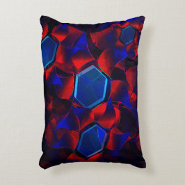 Blåhexagon blandad med överlappande rött kurvor prydnadskudde