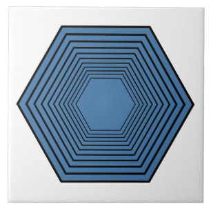 Blåhexagontrattminimalistisk geometrisk konst kakelplatta