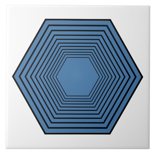 Blåhexagontrattminimalistisk geometrisk konst kakelplatta (Framsidan)