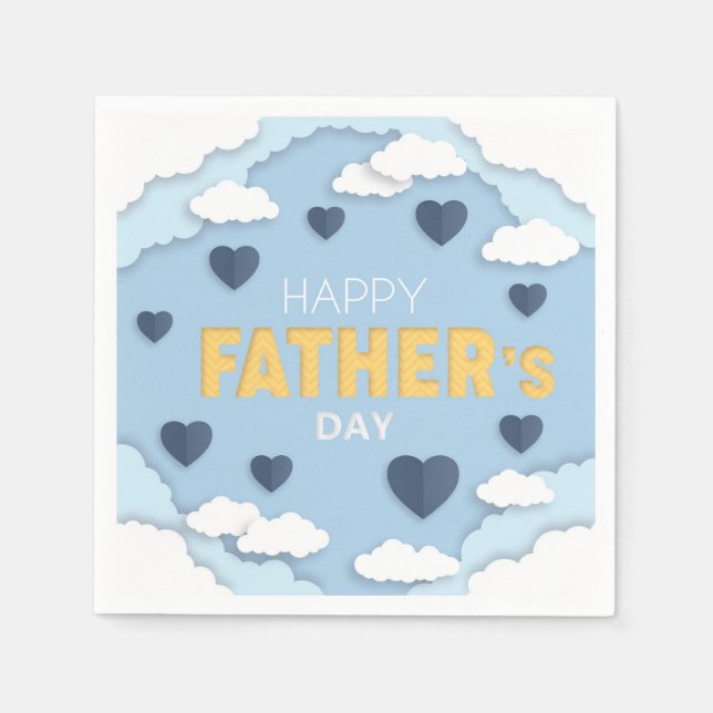 Blåhjärtan i lycklig i himlar pappersservett (Framsidan)