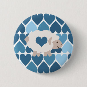 Blåhjärtan och Cute Lamb Knapp