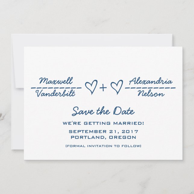 Blåhjärtekvation Spara datumet Inbjudan (Framsida)