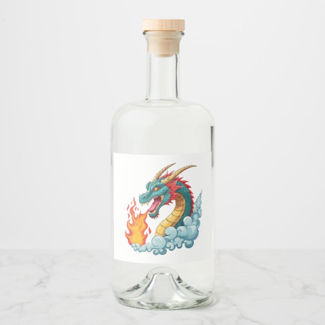 Blåhornad drake spritflaskor etikett (Framsida)