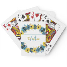 Blåhösten Guld Blommigt Utandning Monogram