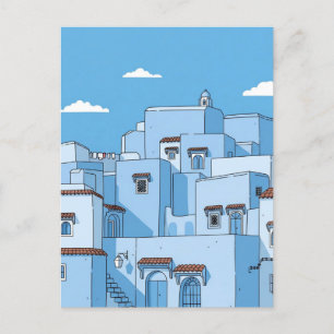 Blåhus i Chefchaouen Marocko Travel Vykort