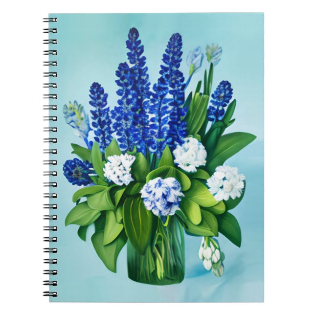 Blåhyacinter och hydrangeer anteckningsbok (Framsidan)