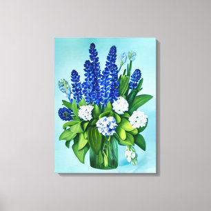 Blåhyacinter och hydrangeer canvastryck