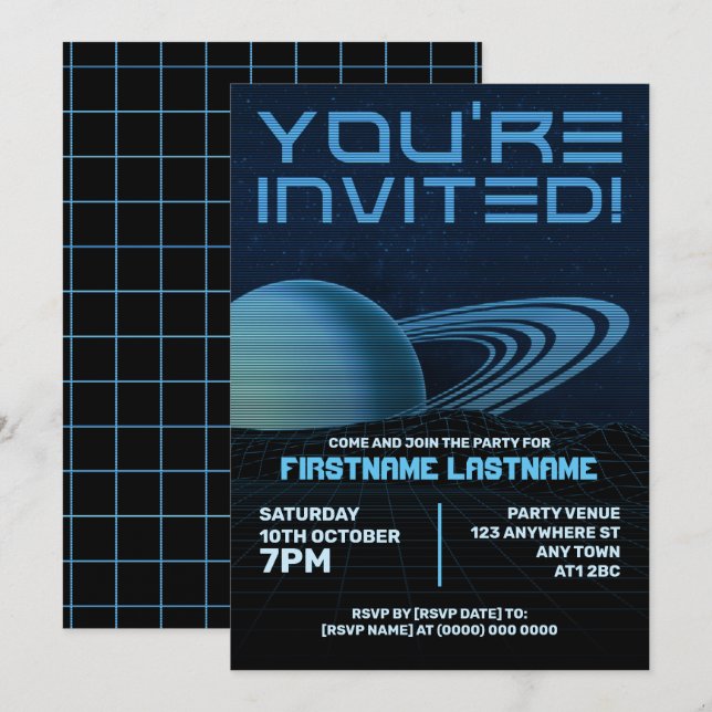 Blåig inbjudan för återcirkulationspart (Fram/baksida)