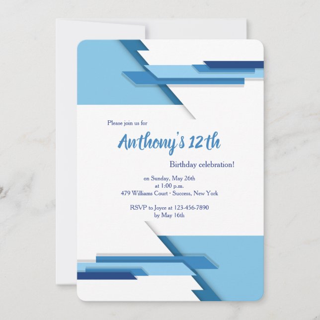 Blåinbjudan för lämnat Höger Inbjudningar (Framsida)