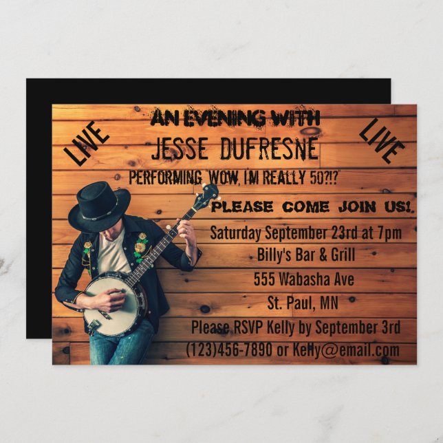 Blåinbjudan på födelsedagen inbjudningar (Fram/baksida)