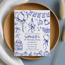 Blåinbjudan till födelsedag, Hand plockade födelse Inbjudningar