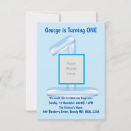 Blåinbjudan till första födelsedag inbjudningar