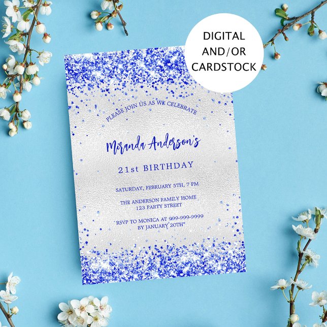 Blåinbjudan till royalet silver under födelsedagen inbjudningar (Skapare uppladdad)