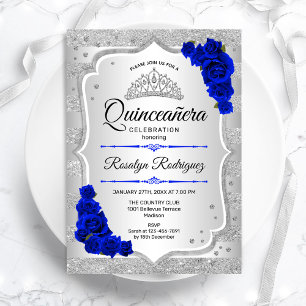 Blåinbjudan till Silver Royal Quinceanera Inbjudningar