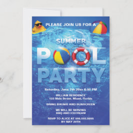 Blåinbjudan till sommarlägret Bassäng Party Inbjudningar