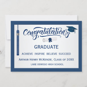 Blåinbjudan till Studenten Grattis Tassel Blue Inbjudningar