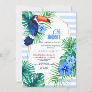 Blåinbjudan till Tropical Baby Shower Inbjudningar