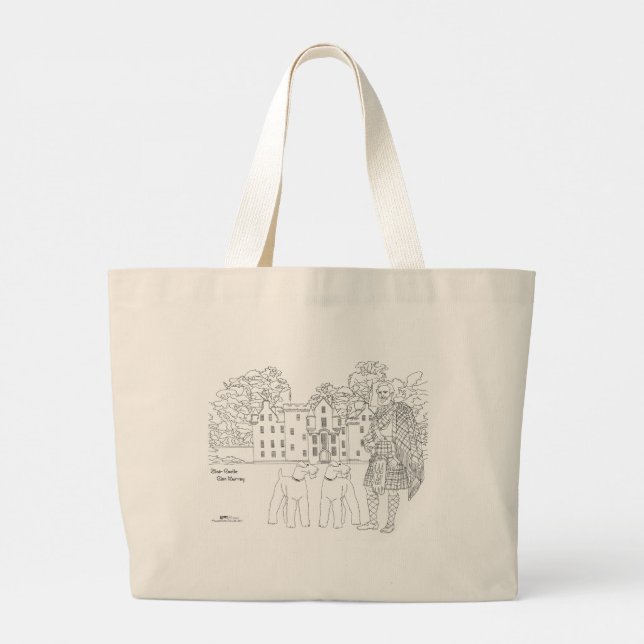 Blair Castle Highlander Airedale Terriers Tote Bag Jumbo Tygkasse (Baksida)