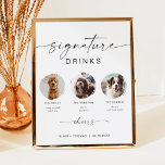 BLAIR Minimalist Boho 3 Photo Pet Namnteckning Dri Poster<br><div class="desc">Den här namnteckning dryckesskylten med två fotofack,  ett handskrivet typsnitt för boho och en modern minimalistisk design. Ändra enkelt teckensnittet och bakgrunden till färg för att matcha din händelse. Detta tecken är en perfekt för att lägga till antingen ett foto av brudgummen,  brudgummen,  njurarna eller dina favorithusdjur i familjen.</div>