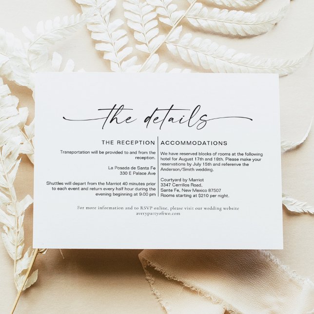 BLAIR Modern Bohemian Simple Details Insert Card Inbjudningar (Skapare uppladdad)