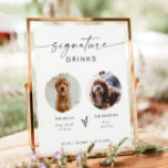 BLAIR Modern Boho 2 Photo Hund Namnteckning dryck Poster<br><div class="desc">Det här namnteckning dryckesskylten med två bildfack,  ett handskrivet skriptteckensnitt och en modern minimalistisk design. Ändra enkelt teckensnittet och bakgrunden till färg för att matcha din händelse. Detta tecken är en perfekt för att lägga till antingen ett foto av brudgummen,  brudgummen,  njurarna eller dina favorithusdjur i familjen.</div>