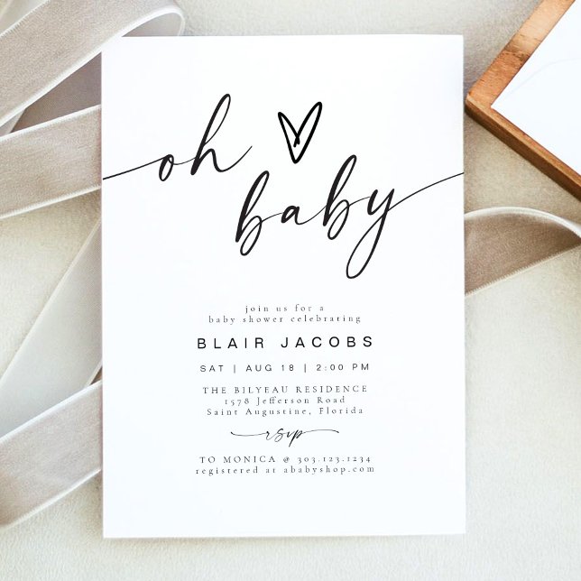 BLAIR Modern Minimal Boho Oh Baby Shower Inbjudningar (Skapare uppladdad)