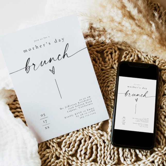 BLAIR Modern Minimalist Heart Mors dag Brunch Inbjudningar (Skapare uppladdad)