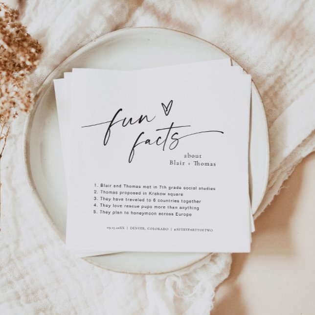 BLAIR Roligt Facts Bröllop Napkins, Modern minimal Pappersservett (Skapare uppladdad)