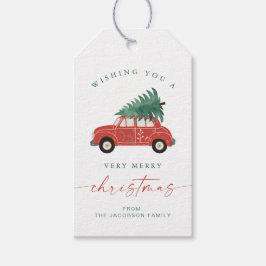 BLAIR Scandinavian Red Car Tree Christmas Presentetikett