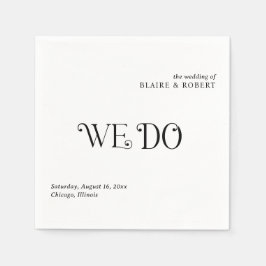 Blaire Black White Modern Bröllop Pappersservett